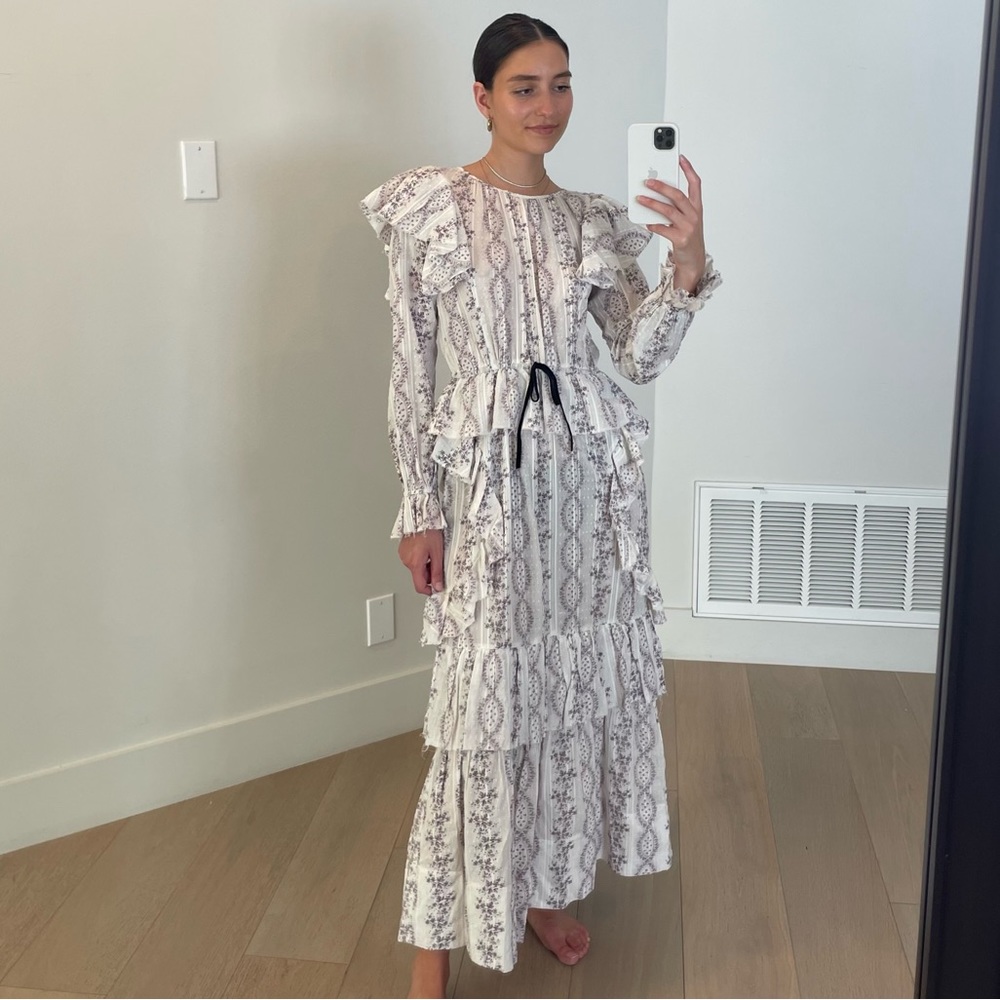 LoveShackFancy High Neck Ruffle Dress